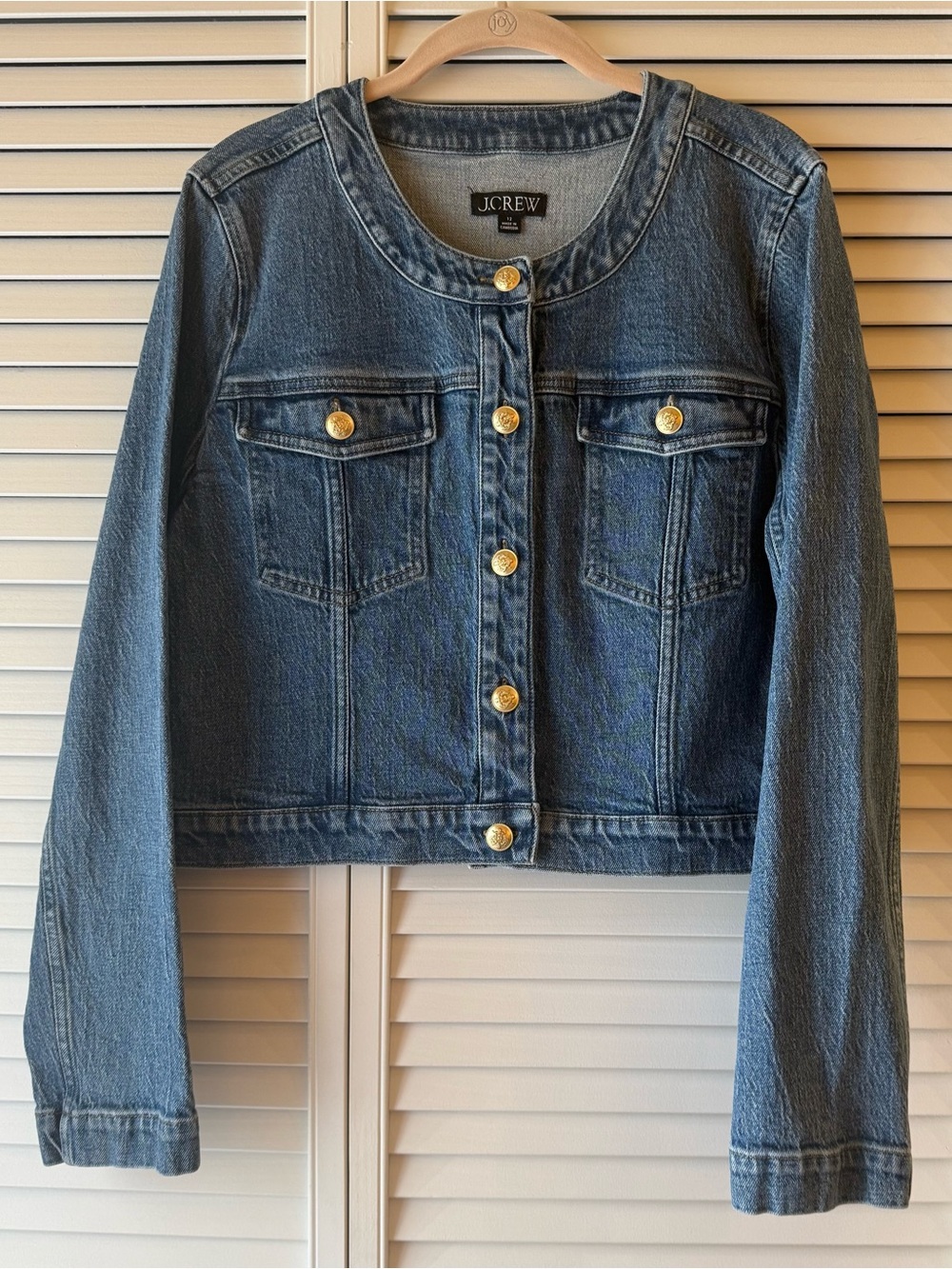 J.Crew Denim Collarless Lady Jacket Size 12 EUC ✨